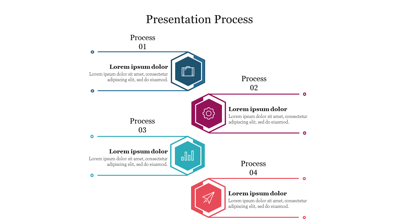 Presentation Process PowerPoint Template - Four Nodes
